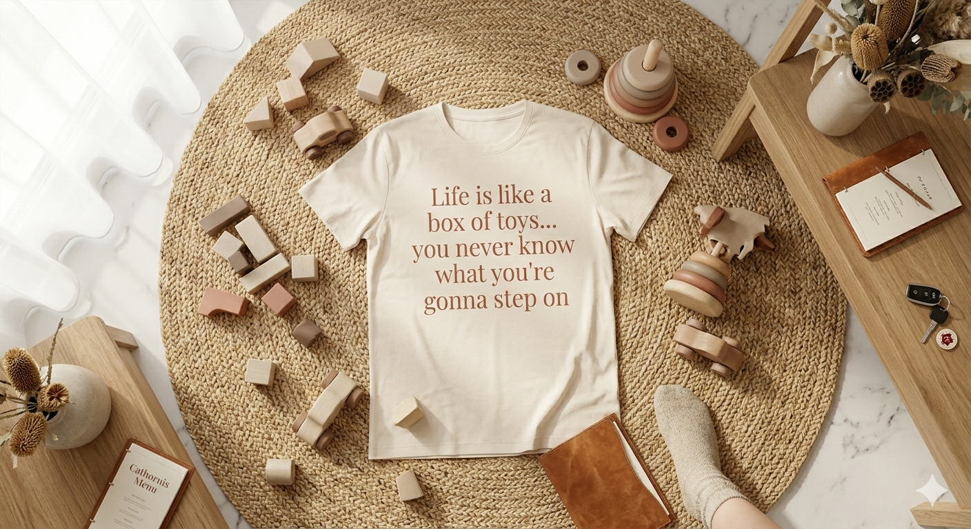 Camiseta — "Life is Like a Box of Toys"