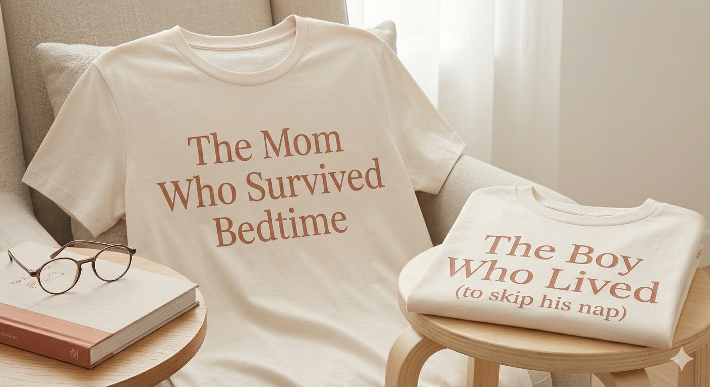 Dúo Camisetas — "The Mom Who Survived Bedtime / The Boy Who Lived"