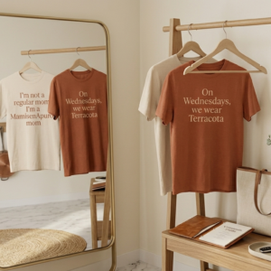 Set Camisetas — "I'm Not a Regular Mom / On Wednesdays We Wear Terracota"