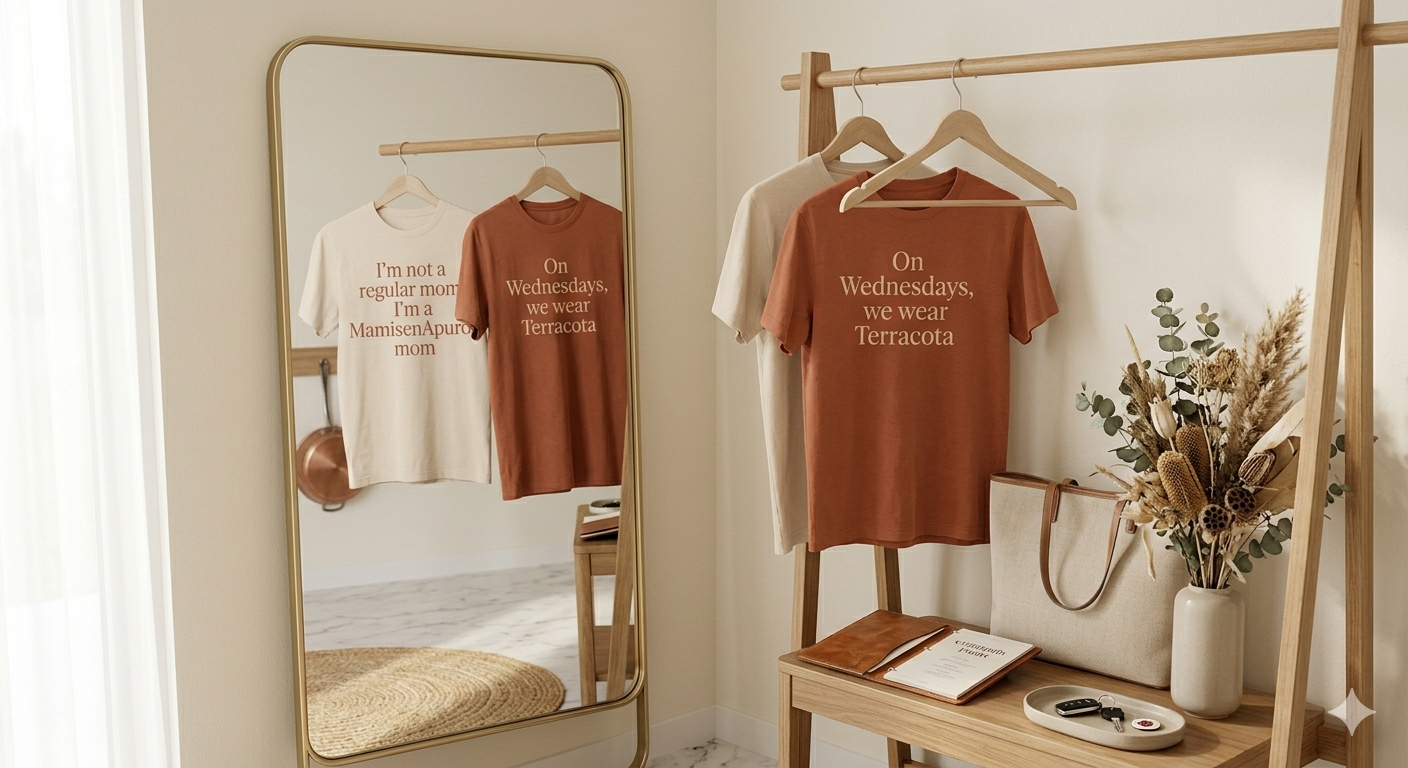 Set Camisetas — "I'm Not a Regular Mom / On Wednesdays We Wear Terracota"